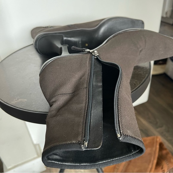 Prada Brown Nylon Spellout Logo Heeled Ankle Boots - Picture 16 of 16